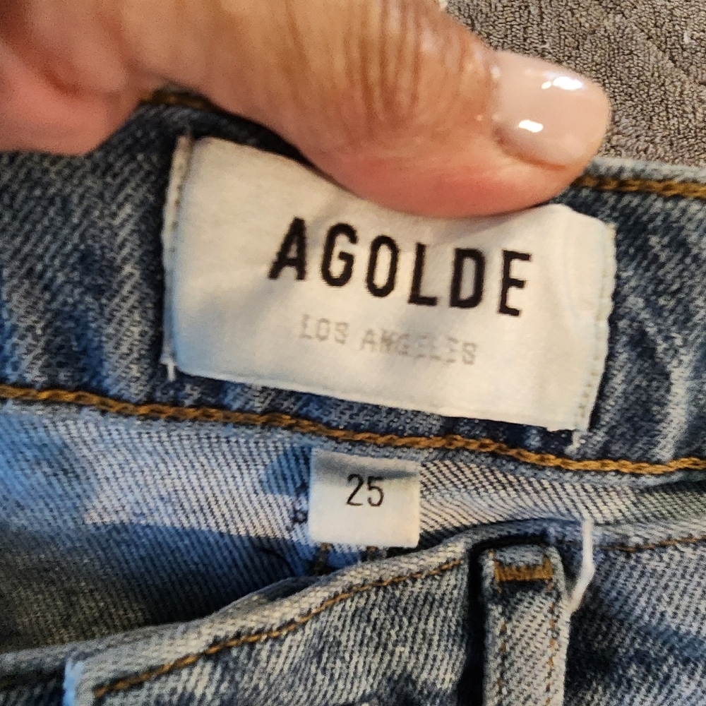 AGOLDE RILEY HIGH RISE CROPPED DISTRESSED LIGHT WASH JEANS WOMENS SZ 25 - Picture 4 of 16